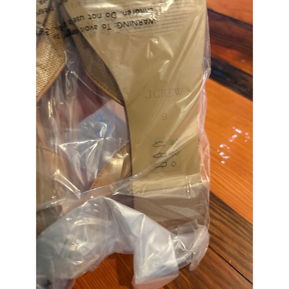 J Crew Woven Slingback Flats 9 Tan NWOT BZ219 J.Crew Point Toe Raffia - Picture 4 of 5